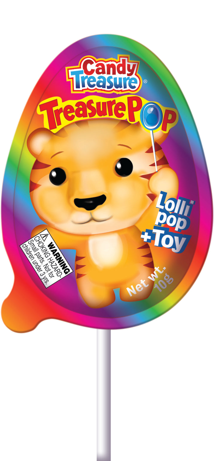 New! Candy Treasure Pops | Lollipops with Mighty Wild Animals | Tray of 15
