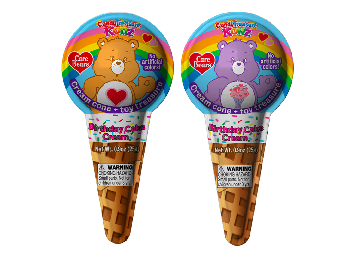 Candy Treasure Care Bears Birthday Cake Cream Konz with Care Bear Toy | Tray of 10
