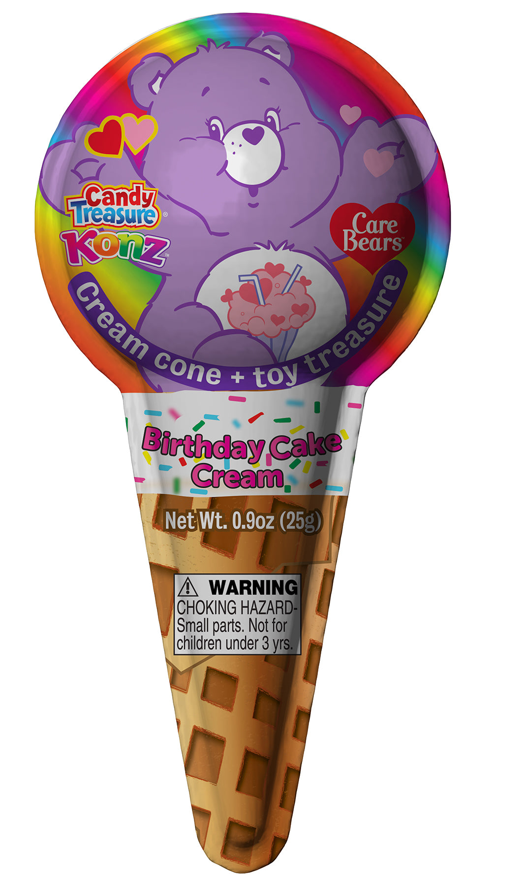Candy Treasure Care Bears Birthday Cake Cream Konz with Care Bear Toy | Tray of 10