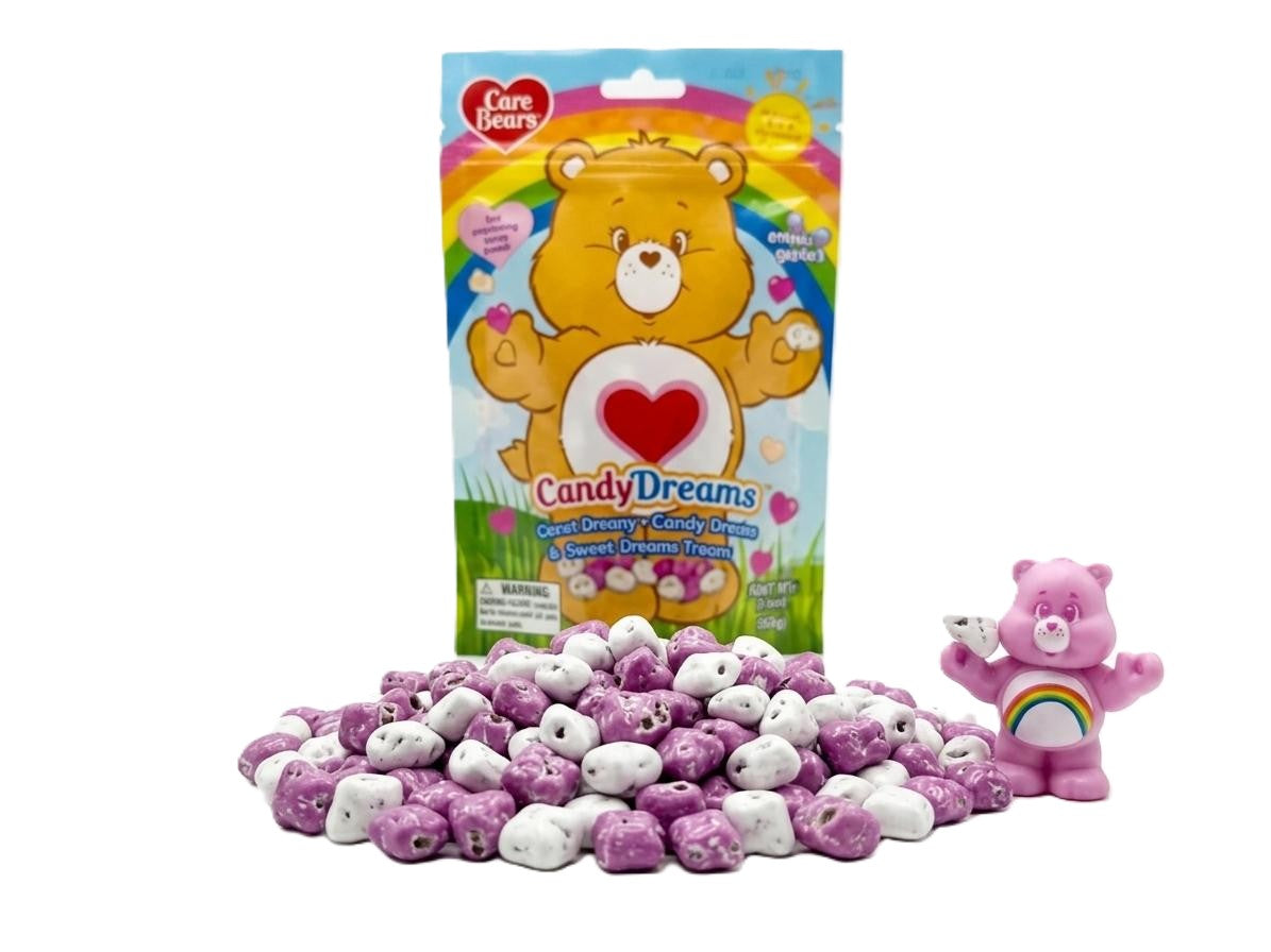 New! Candy Treasure Care Bear Candy Bags with Chocolatey Candy Rocks & Toy | Tray of 8 Bags