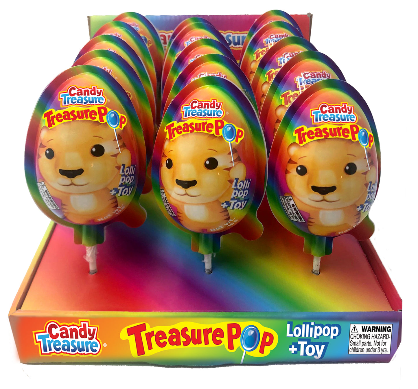 Load image into Gallery viewer, New! Candy Treasure Pops | Lollipops with Mighty Wild Animals | Tray of 15
