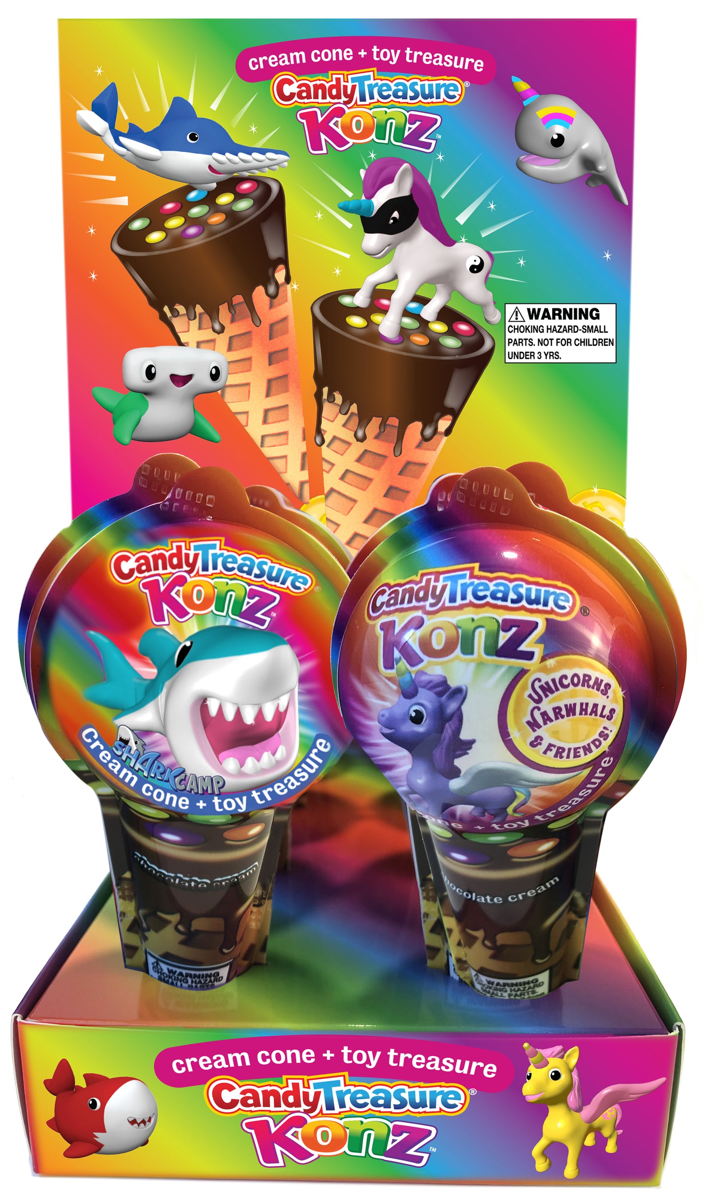 Load image into Gallery viewer, Candy Treasure Konz Mixed Shark Camp &amp;amp; Unicorns &amp;amp; Narwhals &amp;amp; Friends | Tray of 10
